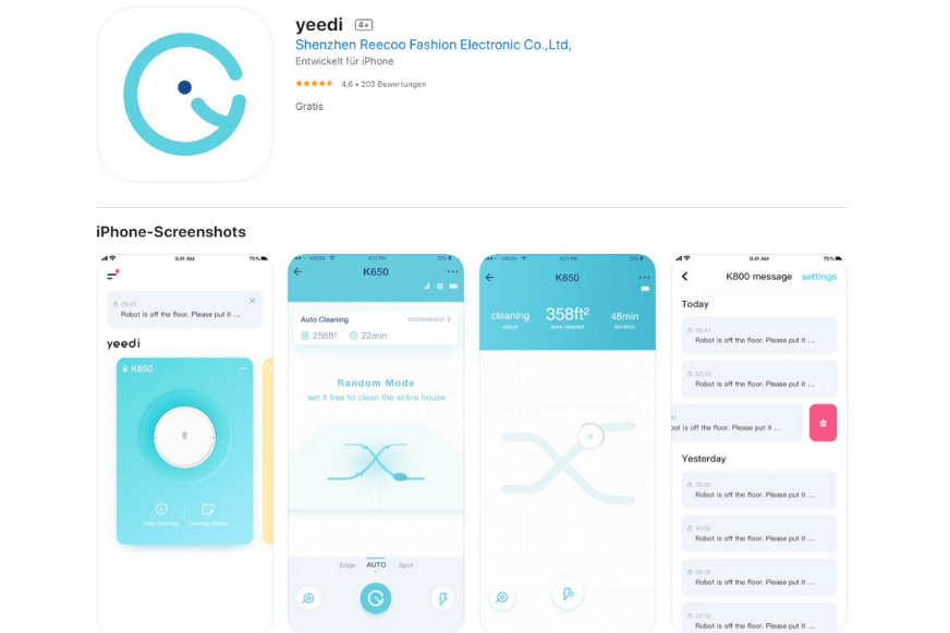 Приложение Yeedi Арр доступно для загрузки в App Store